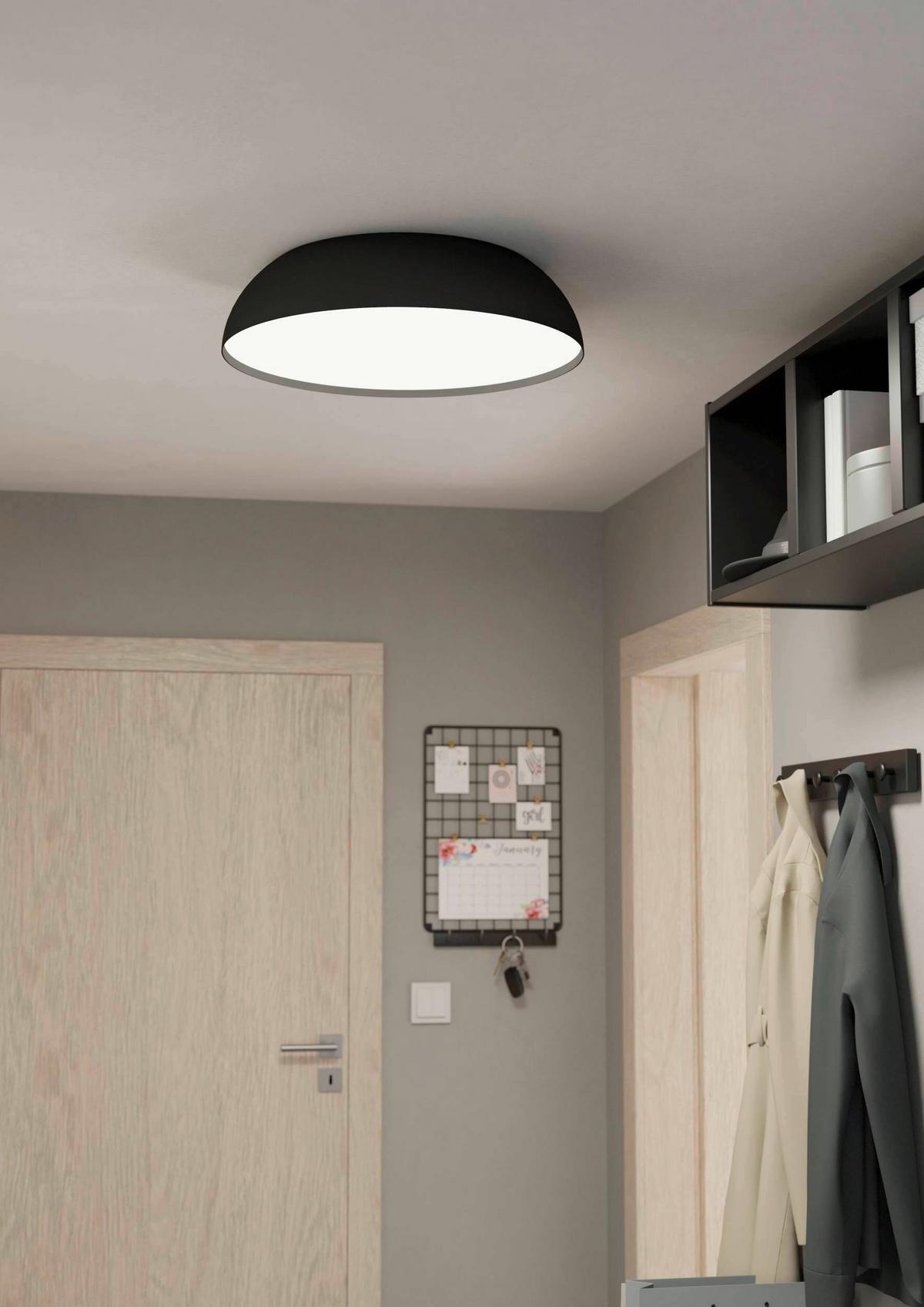 Deckenleuchte Tollos Ø 55 cm Mit Smartphone-Steuerung Rund - Schwarz/Weiß, Design, Kunststoff/Metall (55/13cm) - Eglo