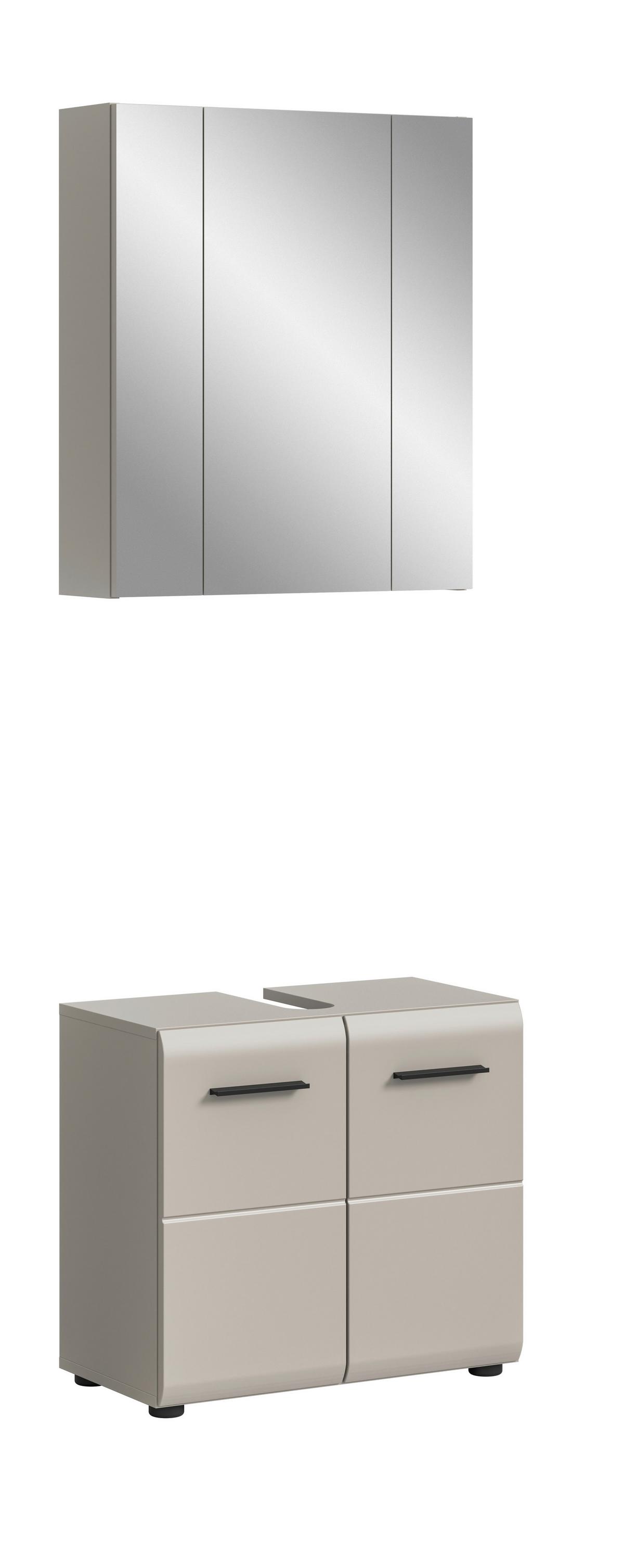 Badezimmer Ice Kaschmir B: 60cm - Kaschmir/Schwarz, Trend, Glas/Holzwerkstoff (60cm) - MID.YOU