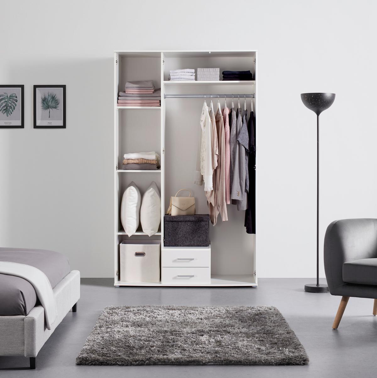 Drehtürenschrank in Weiß - bílá/barvy hliníku, Konvenční, kompozitní dřevo/plast (119,6/196,3/53,5cm) - Mömax