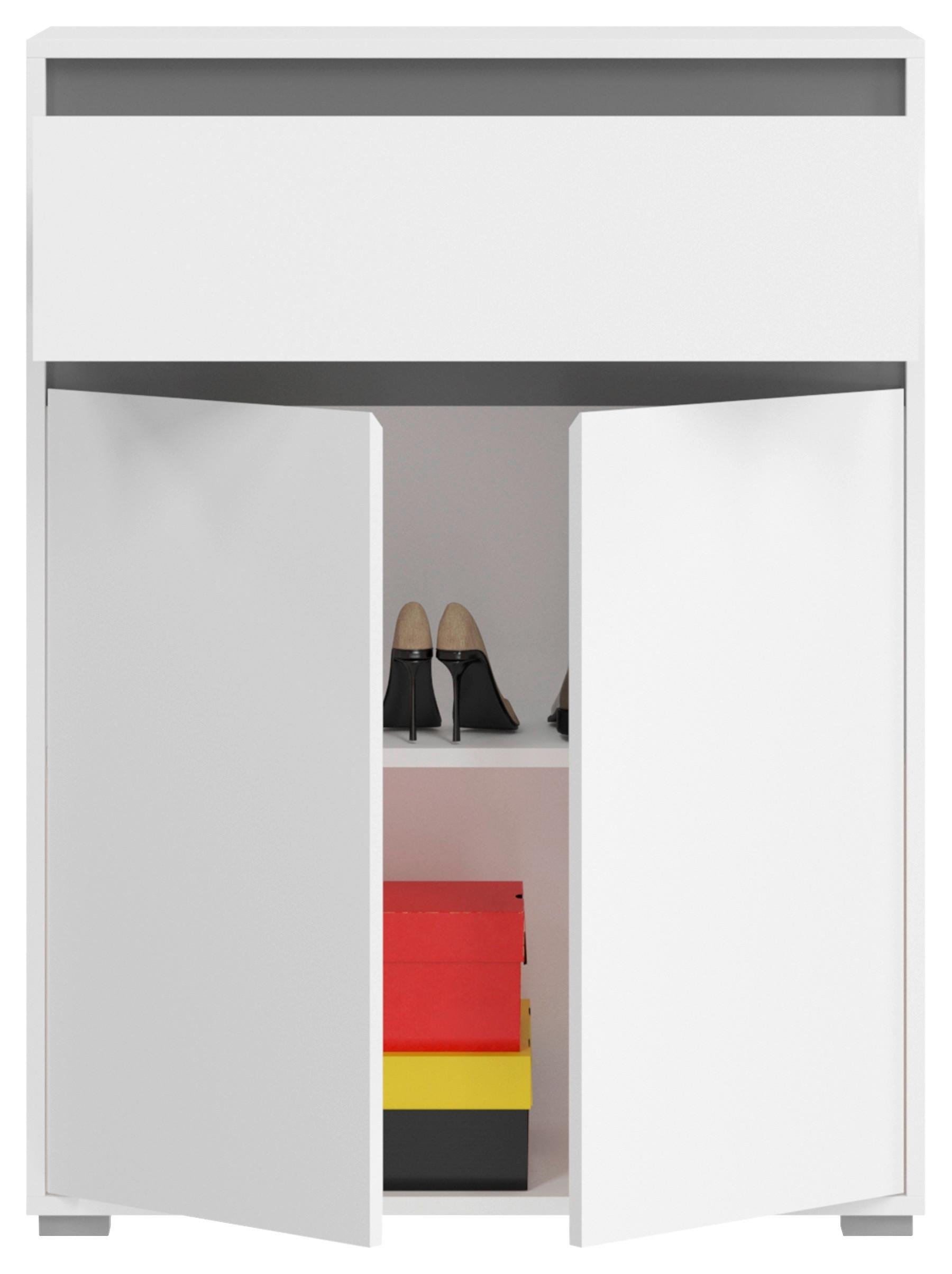 Schuhschrank Torino Weiß/Grau B: 76 cm - Silberfarben/Grau, KONVENTIONELL, Holzwerkstoff (76/102/35cm) - MID.YOU