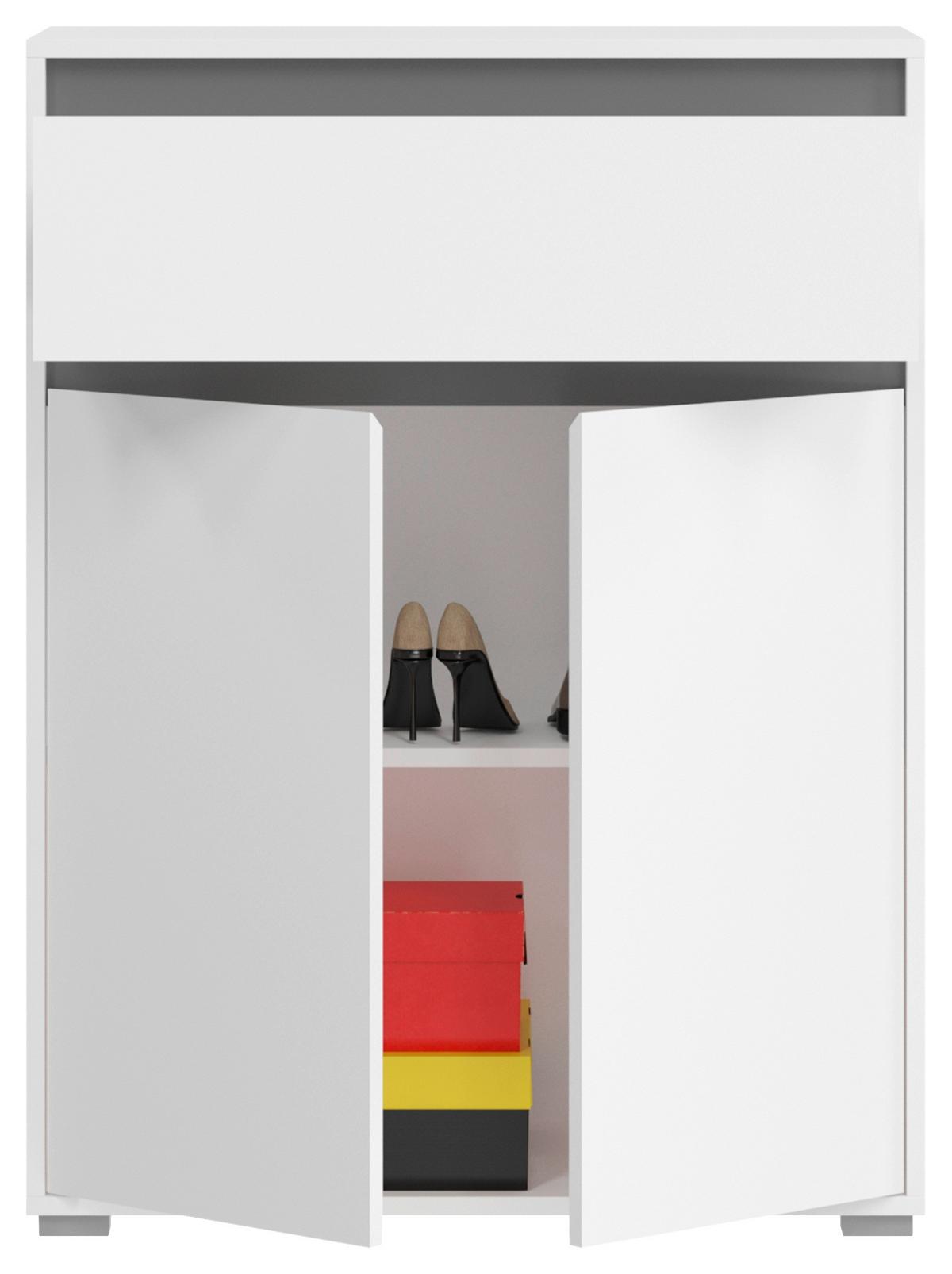 Schuhschrank Torino Weiß/grau B: 76 Cm - Silberfarben/Grau, KONVENTIONELL, Holzwerkstoff (76/102/35cm) - MID.YOU