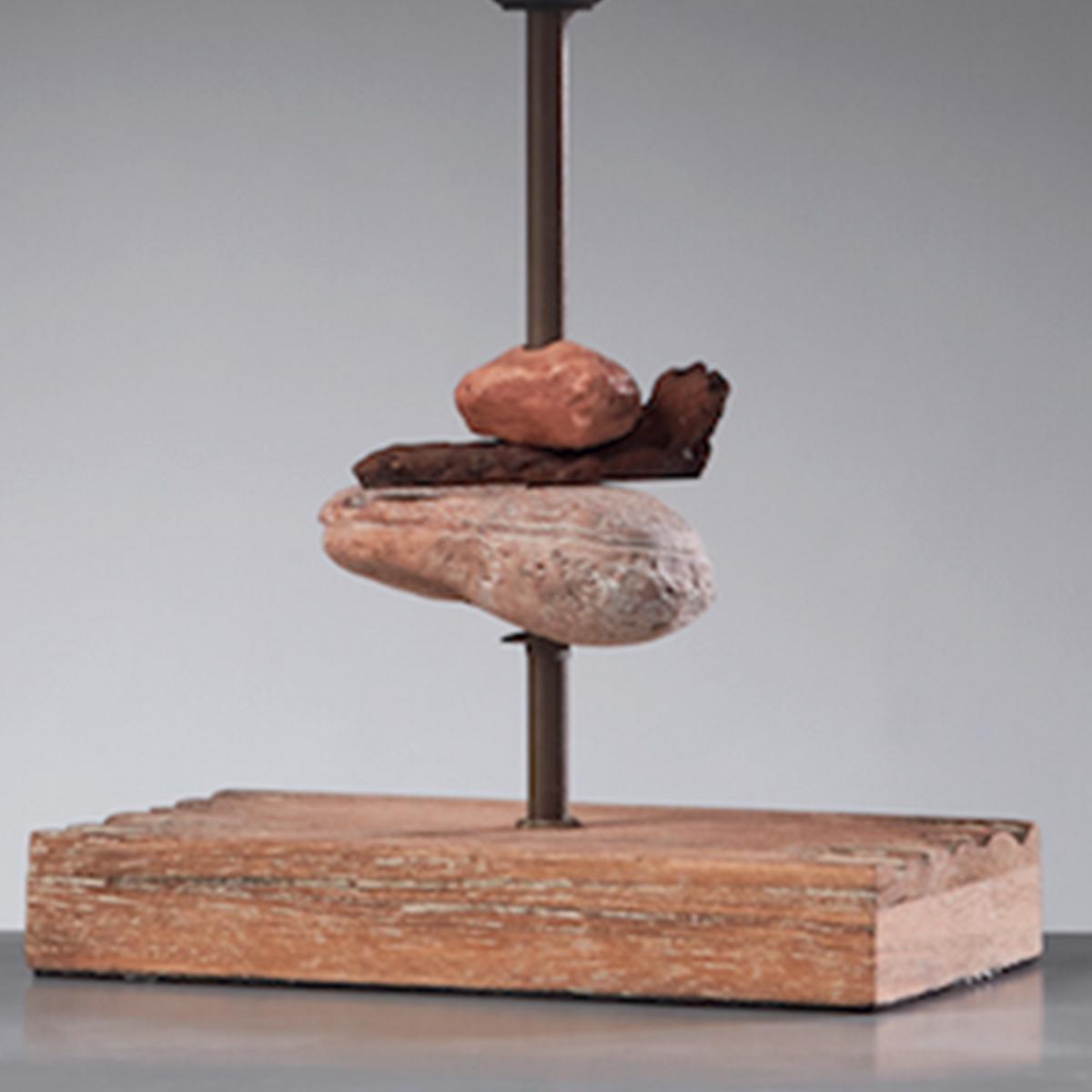 Tischleuchte 4848/l - Schwarz, Natur, Textil/Stein (27/10/39cm)