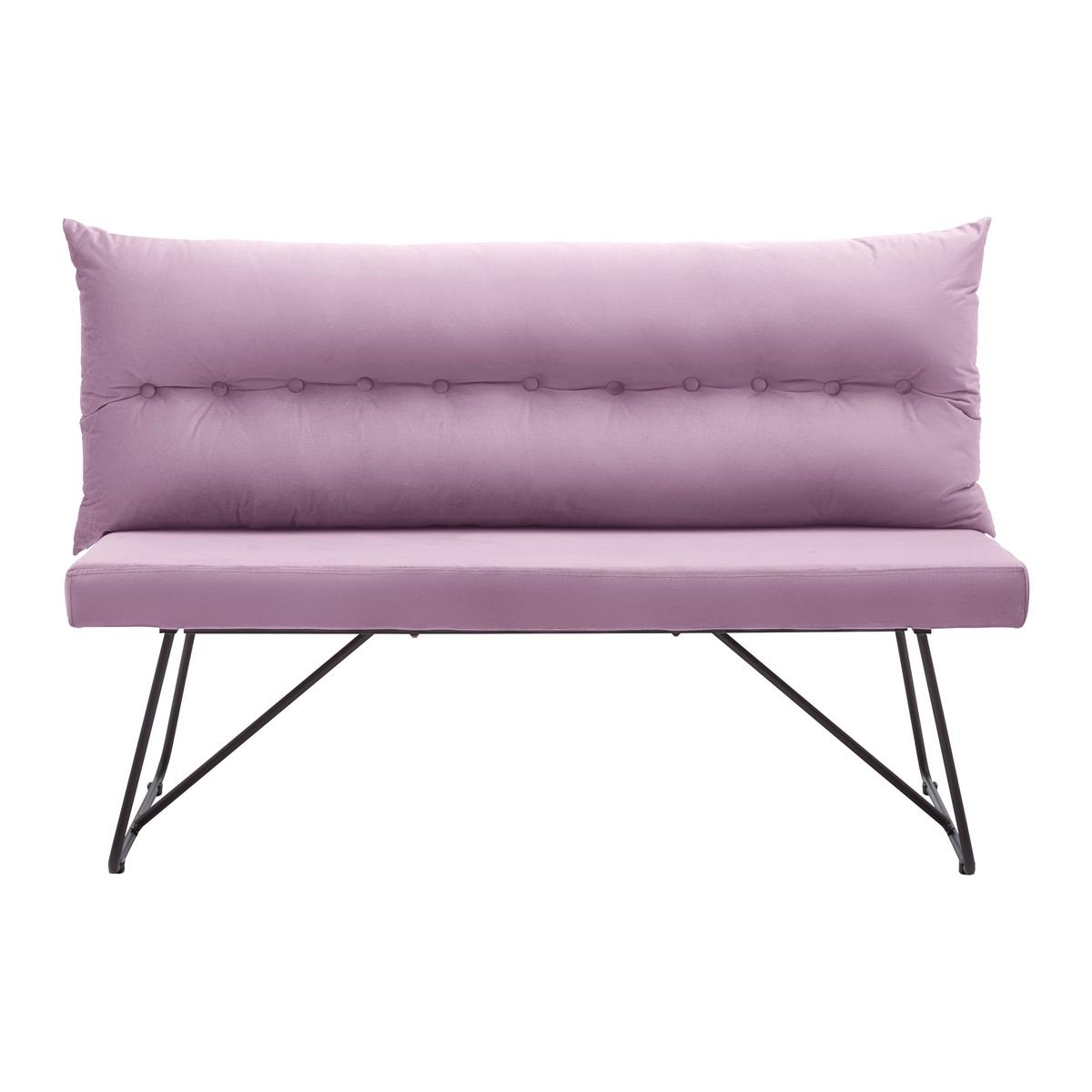 Lavica ze sametu Bono růžová - růžová/černá, Moderní, kov/dřevo (140/92/63cm) - Bessagi Home