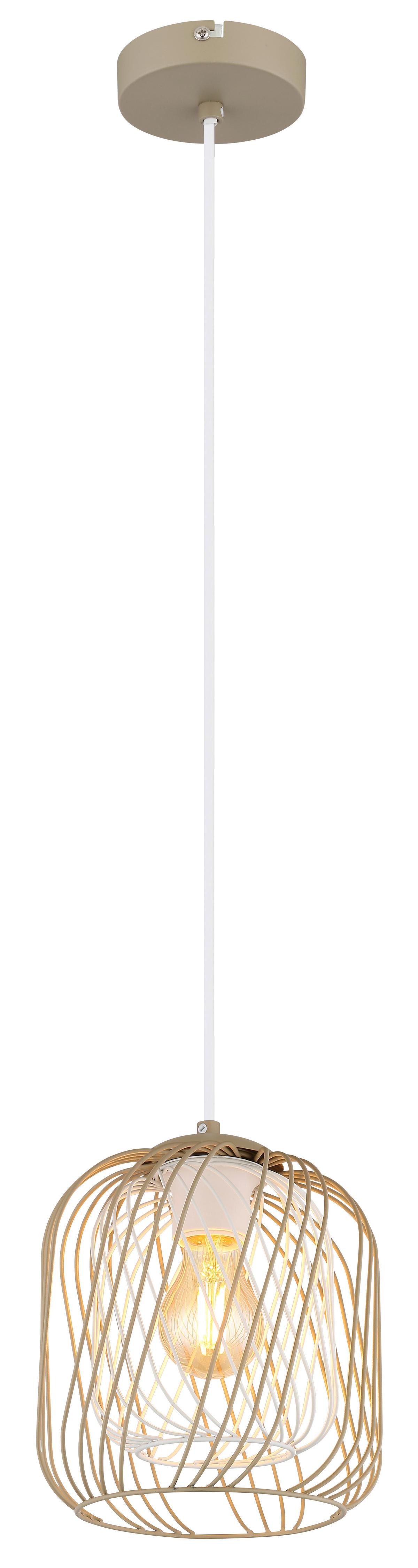 Hängeleuchte Dichti Creme Weiß Sandfarben D: 18 Cm - Sandfarben/Creme, Basics, Kunststoff/Metall (18/150cm) - Globo