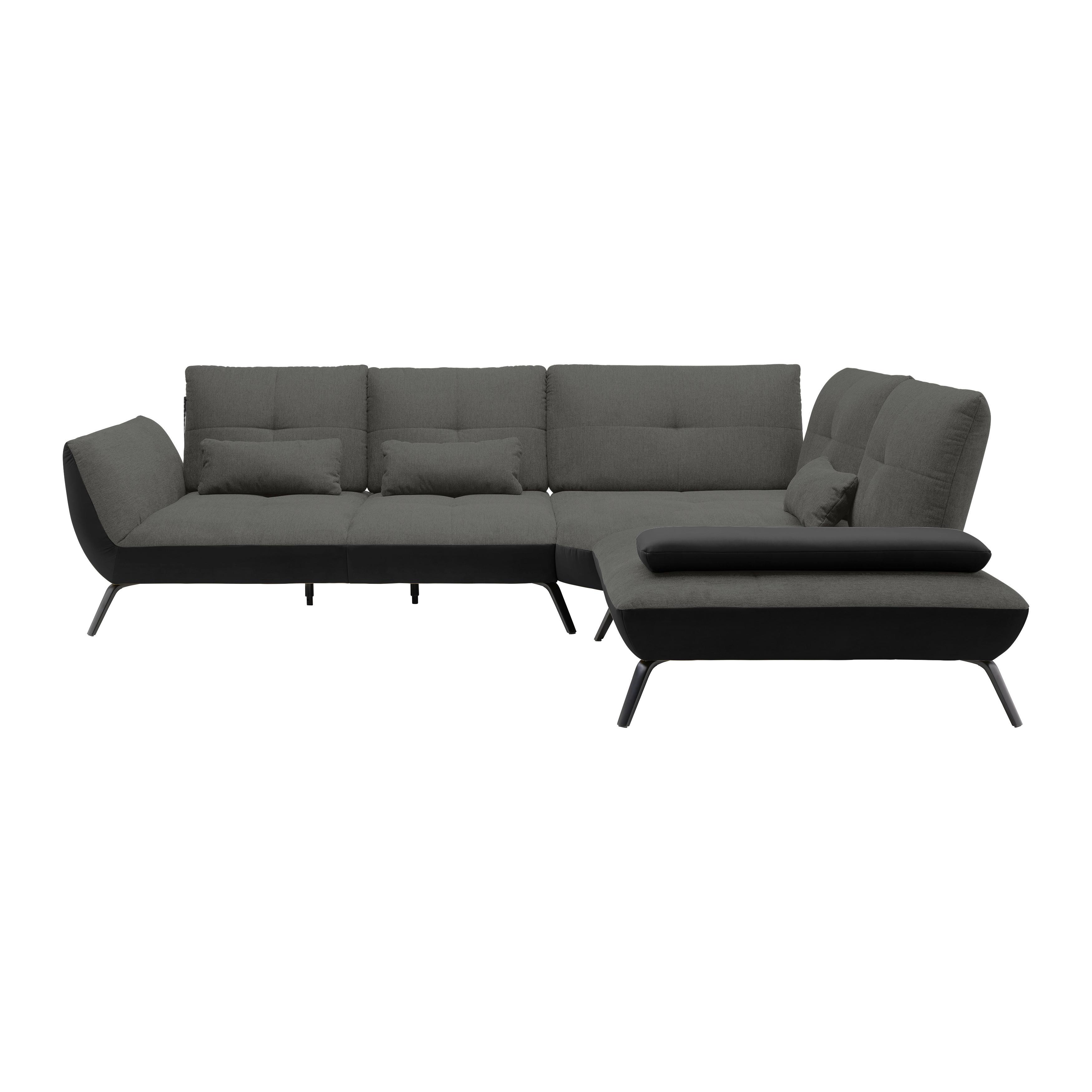 Rohová sedačka TRENDY, pravá, černá / antracitová - černá/antracitová, Moderní, kov/kompozitní dřevo (310/93/250cm) - Premium Living