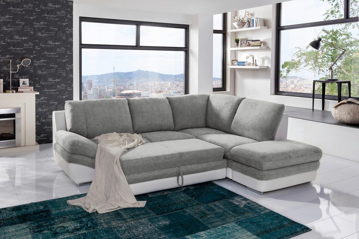 Wohnlandschaft In L-form Nardo 264x221 Cm - Chromfarben/Dunkelgrau, MODERN, Textil (264/221cm) - MID.YOU