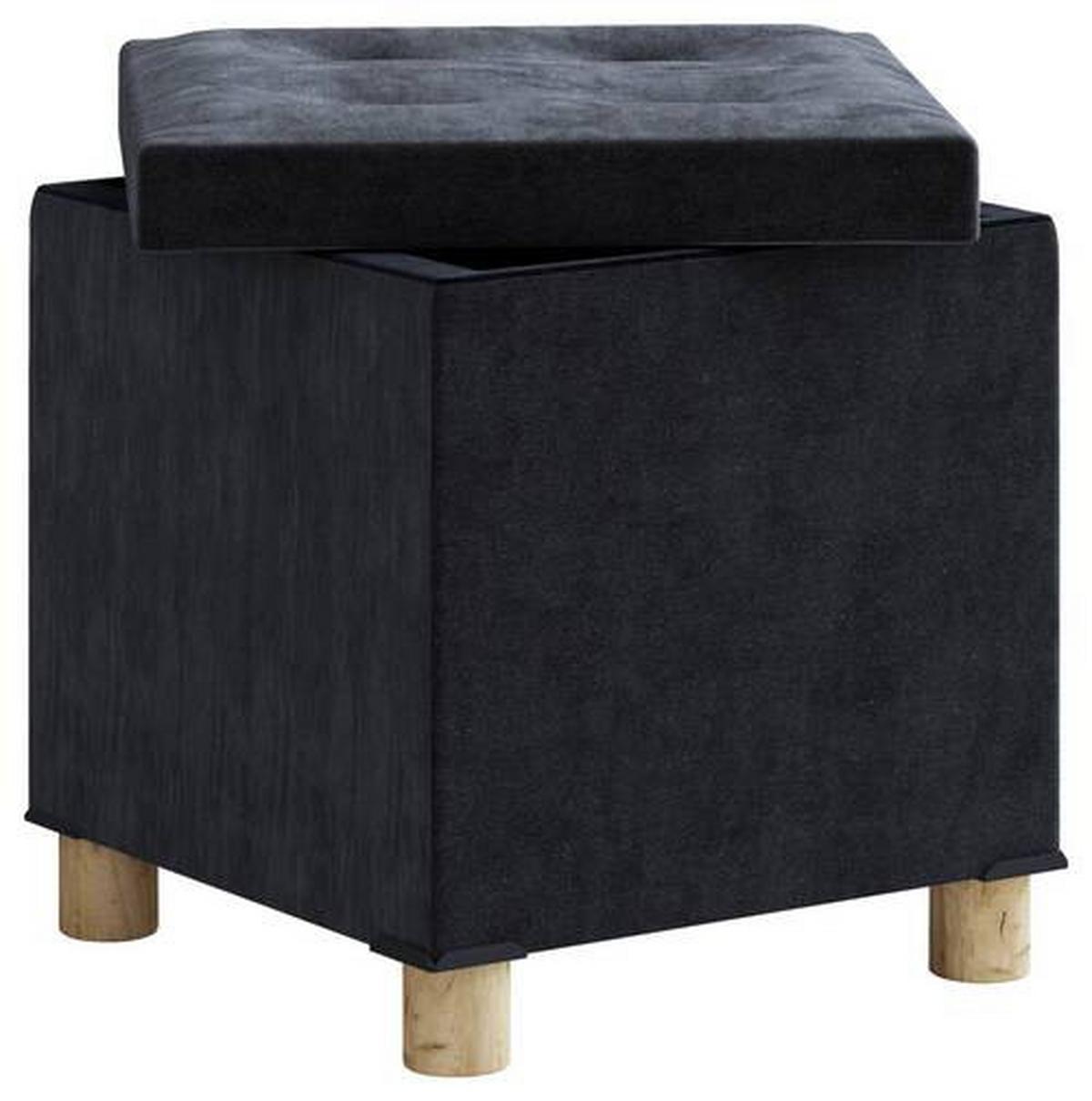 Sedací box SIZOS M antracitová - antracitová/hnědá, Moderní, kompozitní dřevo/textil (38/40/38cm) - MID.YOU
