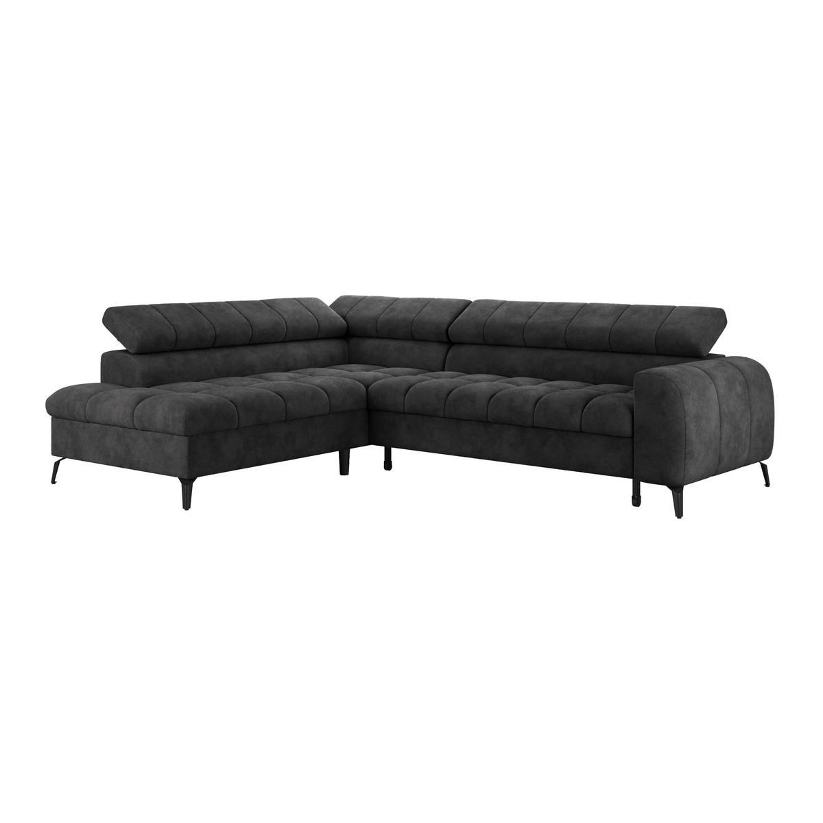 Ecksofa mit Schlaffunktion & Bettkasten Volf Schwarz - Schwarz, Trend, Kunststoff/Textil (203/261cm)