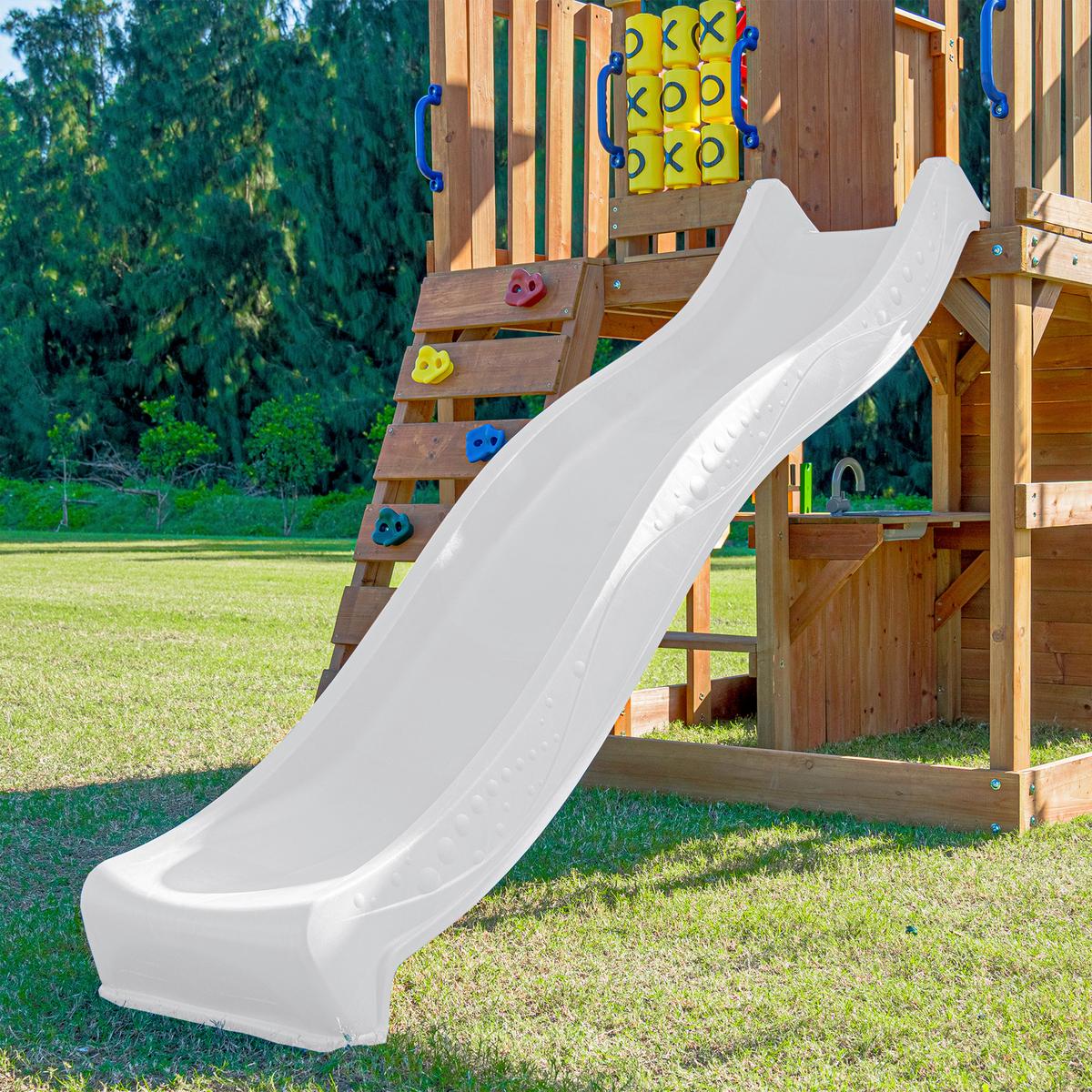 Spielturm mit Rutsche Weiss - Anthrazit/Braun, Basics, Holz/Kunststoff (435/410/305cm) - Ambia Garden
