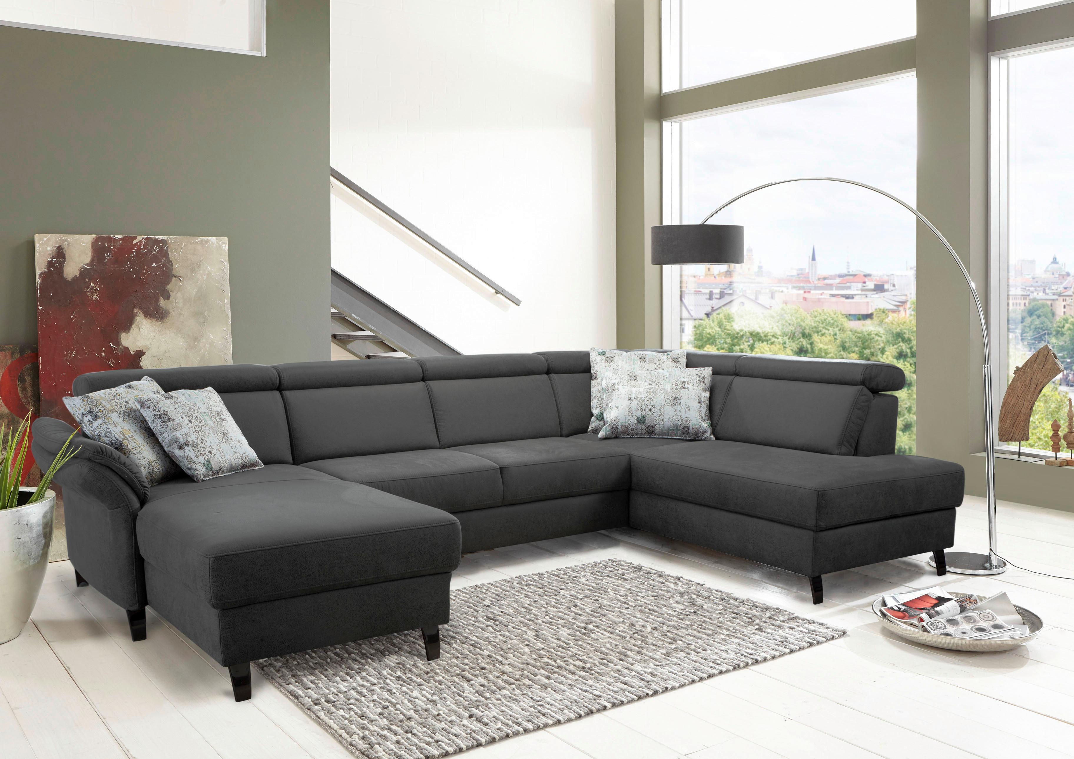 Wohnlandschaft Arngast rechts grau/Schwarz, 165x317x193 cm - Schwarz/Grau, KONVENTIONELL, Textil (165/317/193cm) - Sit & More