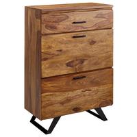 Sideboard Sheesham Sheeshamfarben B: 80 cm - Sheeshamfarben/Schwarz, Design, Holz (80/120/41,5cm) - MID.YOU
