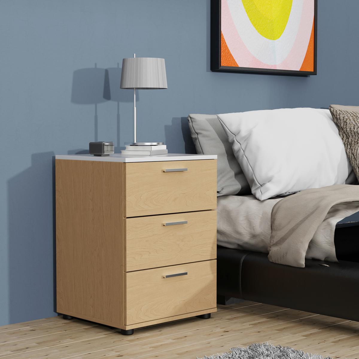 Nachtkästchen Testalo Weiß, Eiche Dekor B: 46 cm - Honigeiche/Eichefarben, MODERN, Holzwerkstoff (46/59/42cm) - MID.YOU
