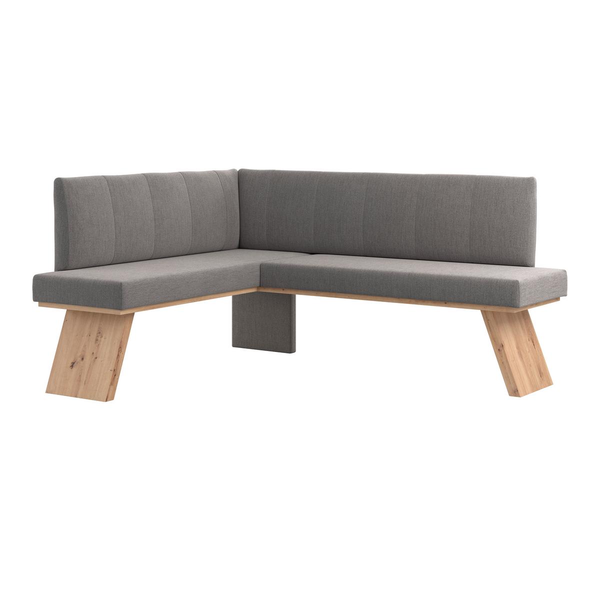 Eckbank Emma Ii Webstoff Grau, B: 150 Cm - Eichefarben/Grau, KONVENTIONELL, Holzwerkstoff/Textil (150/185cm)