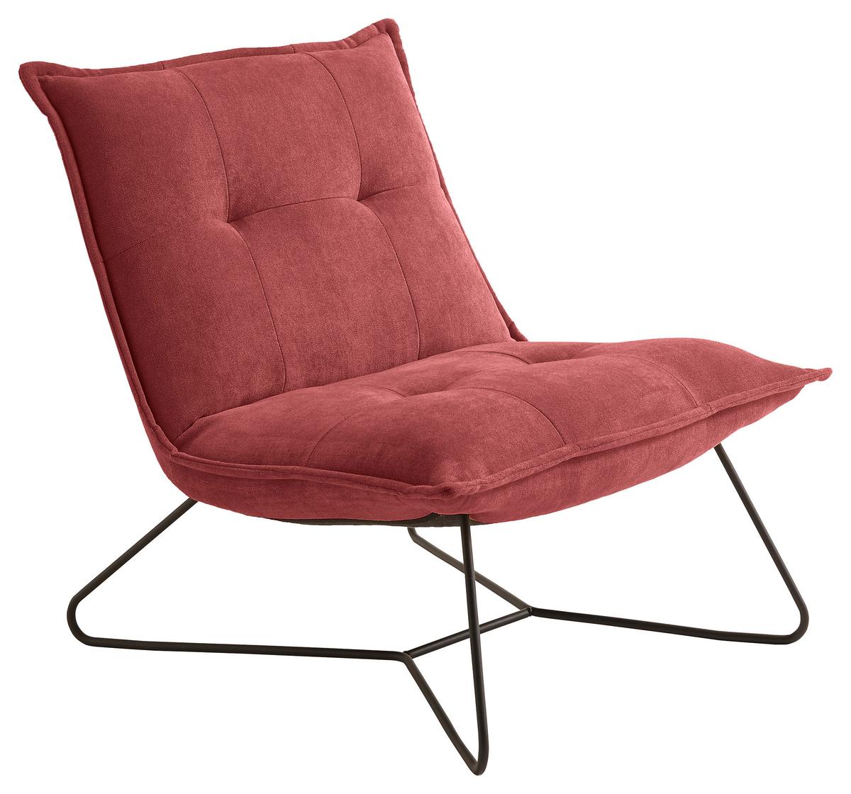 Polstersessel Vico Stoffbezug Berry - Beere/Schwarz, Basics, Textil/Metall (69/76/86cm) - MID.YOU