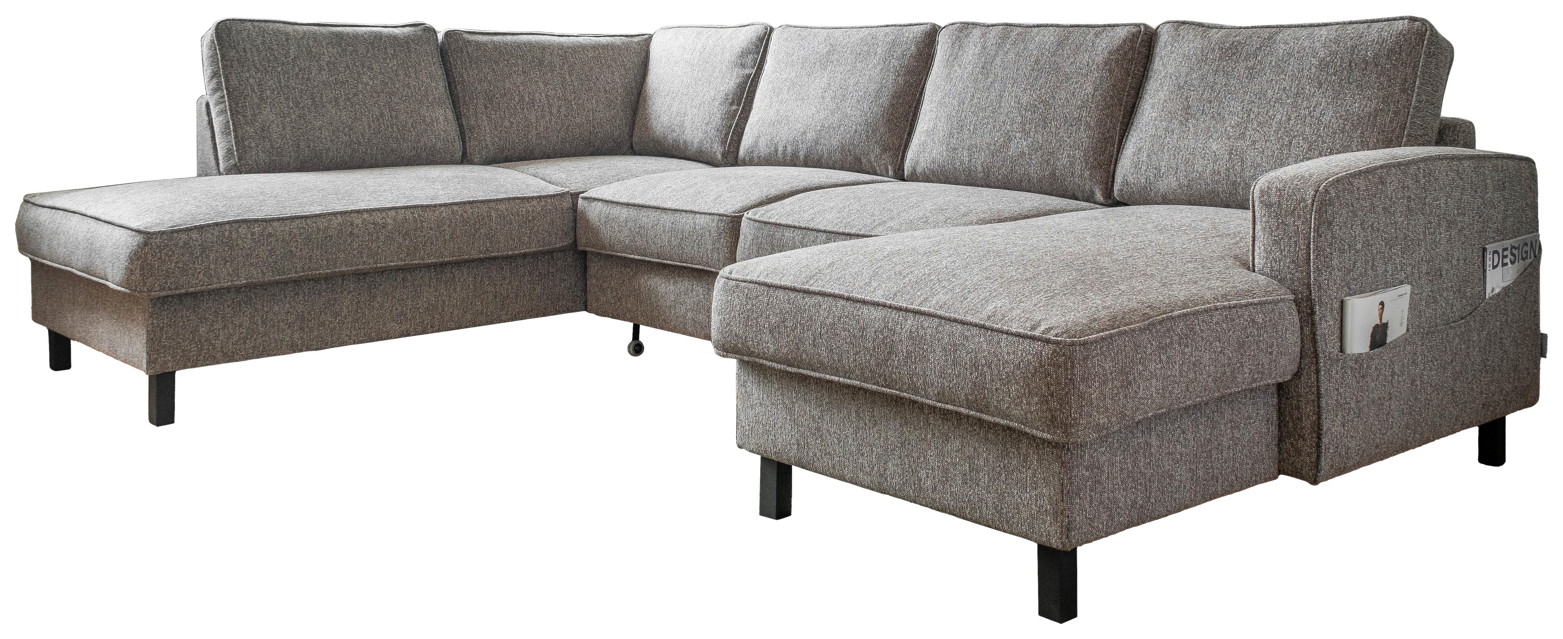 Sedačka MELANIE U, levá, šedá, úl.prostor a lůžko - šedá/černá, dřevo/textil (198/298/148cm) - MID.YOU