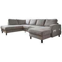 Sedačka MELANIE U, ľavá, sivá, úl.priestor a lôžko - čierna/sivá, drevo/textil (198/298/148cm) - MID.YOU