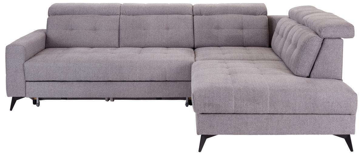 Ecksofa Mit Bettfunktion & Bettkasten Barletta Grau - Schwarz/Grau, MODERN, Textil (289/228cm) - Luca Bessoni
