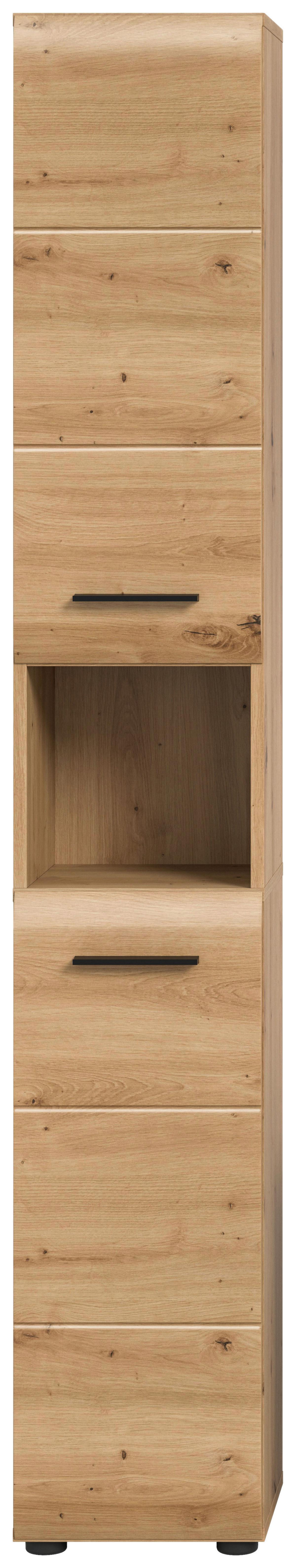 Hochschrank Ice Eiche Artisan Dekor B: 30cm - Schwarz/Eiche Artisan, Basics, Holzwerkstoff (30/185/30cm) - MID.YOU