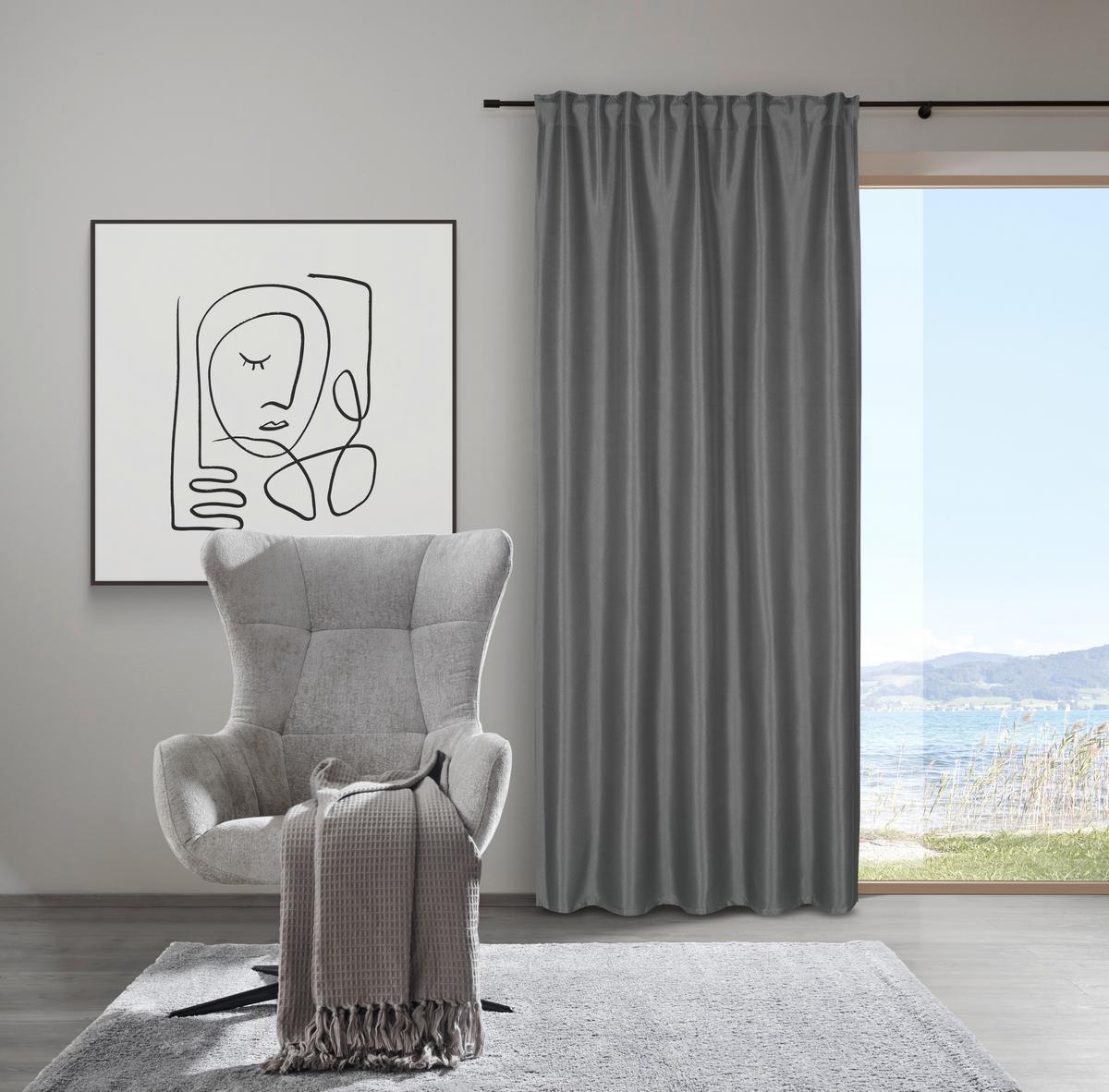 Zatemňovací závěs Roman, 135/255cm, antracit - antracitová, Moderní, textil (135/255cm) - Premium Living