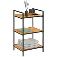 Regal Azra II bambus/černa - černá/přírodní barvy, Moderní, kov/přírodní materiály (39/70/32,5cm) - Mömax