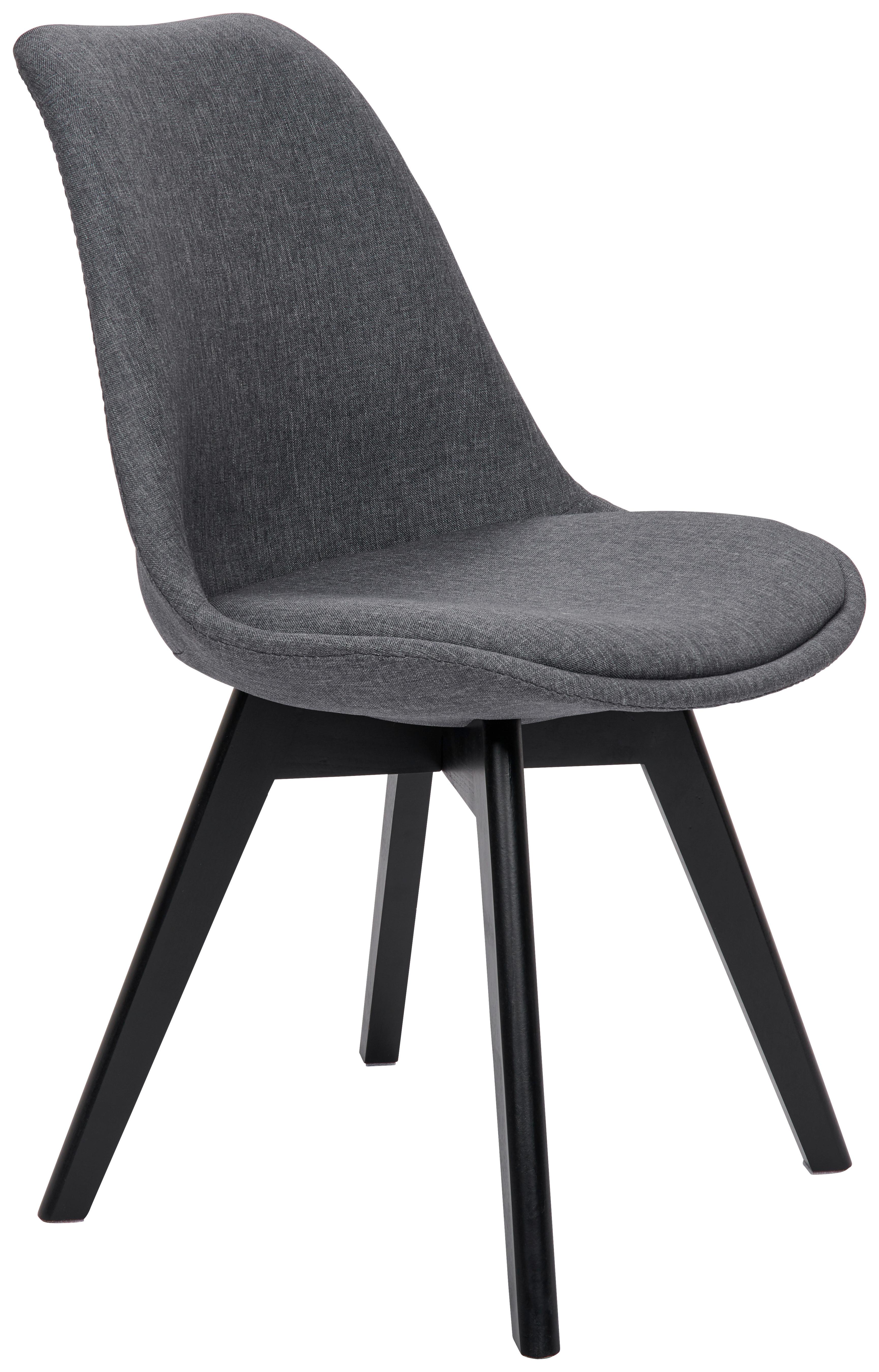 Polsterstuhl Scandi Anthrazit mit Echtholz-Beinen - Anthrazit/Schwarz, MODERN, Holz/Kunststoff (49/81/58cm) - Luca Bessoni