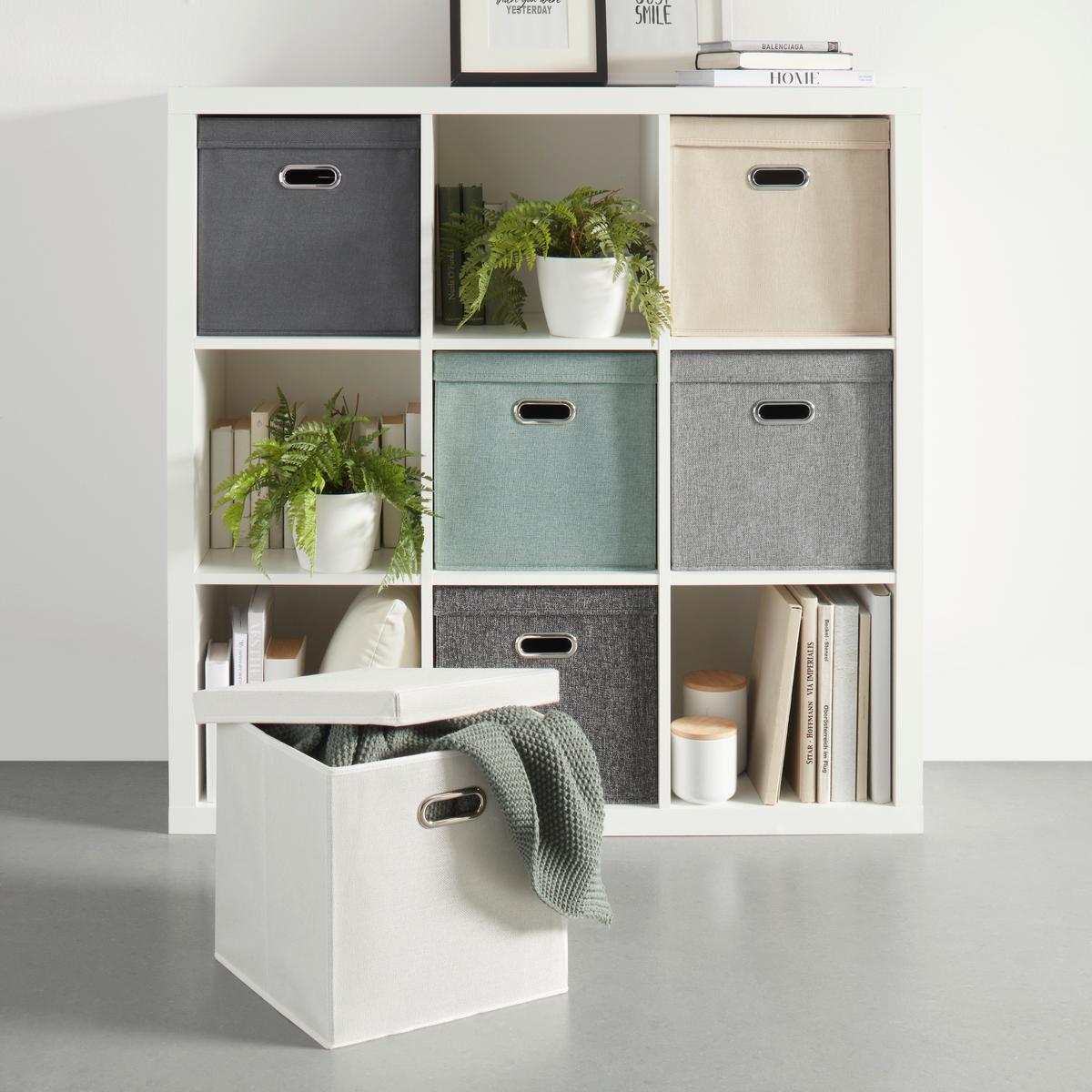 Skladací box BOBBY S VEKOM - sivá, Modern, kartón/textil (33/33/33cm) - Mömax