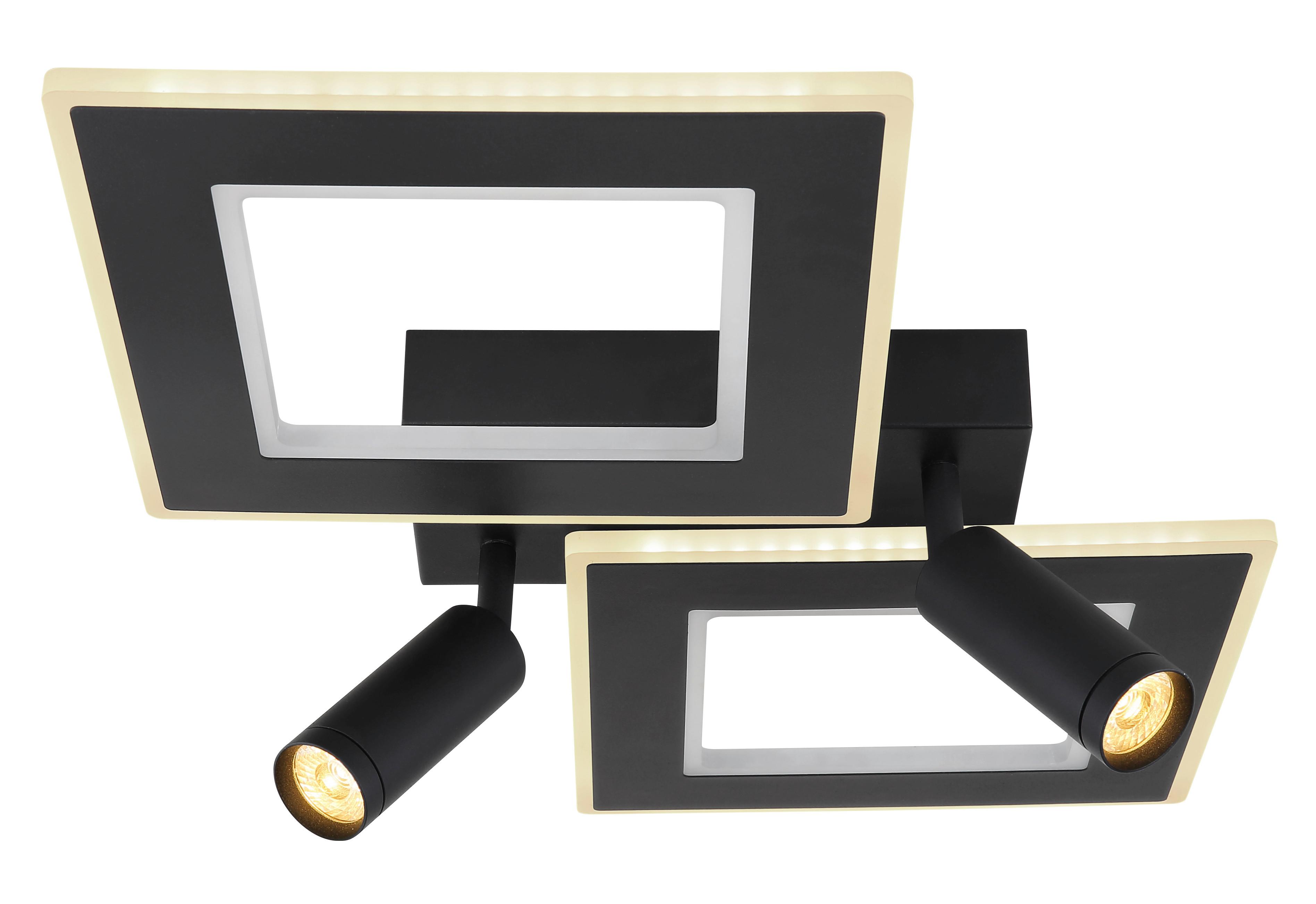 LED-Deckenleuchte L: 54 cm, 1-Flammig - Opal/Schwarz, Design, Kunststoff/Metall (54/41/11,5cm) - Globo