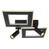 LED-Deckenleuchte L: 54 cm, 1-Flammig - Opal/Schwarz, Design, Kunststoff/Metall (54/41/11,5cm) - Globo