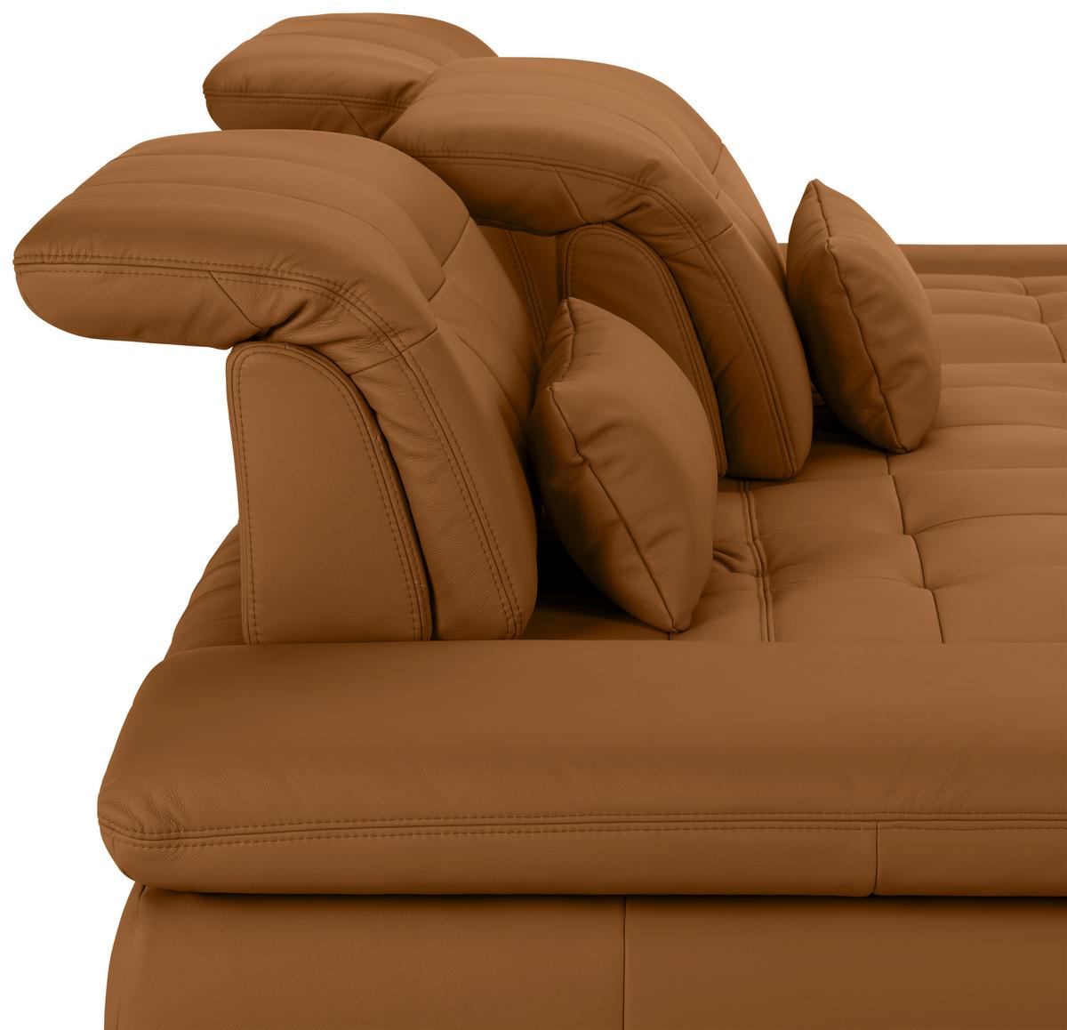 Rohová sedačka SANFINO, pravá, tmavooranžová pravá koža - tmavooranžová/chrómová, Konventionell, kov/koža (305/79-96/199cm) - Premium Living