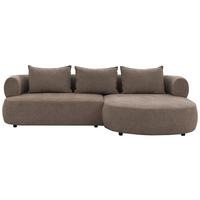 Ecksofa Ferro Braun S: 256x156 cm - Schwarz/Braun, Design, Textil (256/156cm) - Livetastic