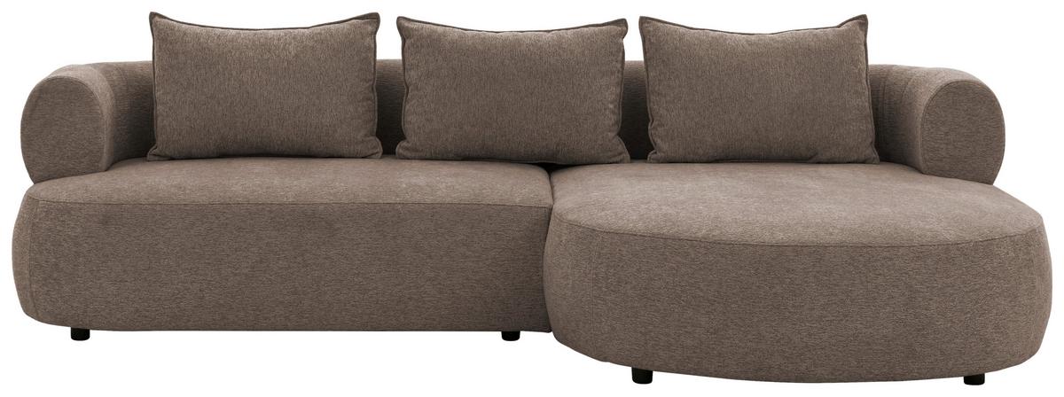 Ecksofa Ferro Braun S: 256x156 cm - Schwarz/Braun, Design, Textil (256/156cm) - Livetastic