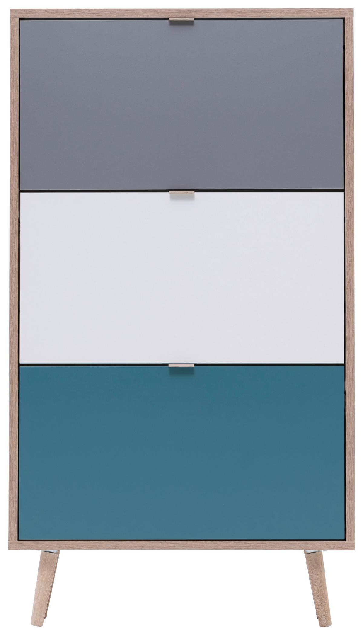 Schuhkipper Cuba 42 Trend, 3 Klappen Eichefarb. B: 70 cm - Eichefarben/Weiß, Trend, Holzwerkstoff (70/127/24cm) - MID.YOU