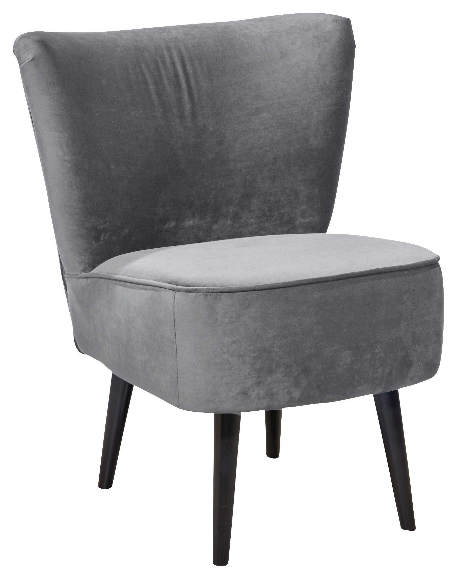 Polsterstuhl Lord Samtbezug grau, Beine: Massivholz - Schwarz/Grau, Trend, Holzwerkstoff/Textil (65/89/70cm) - MID.YOU