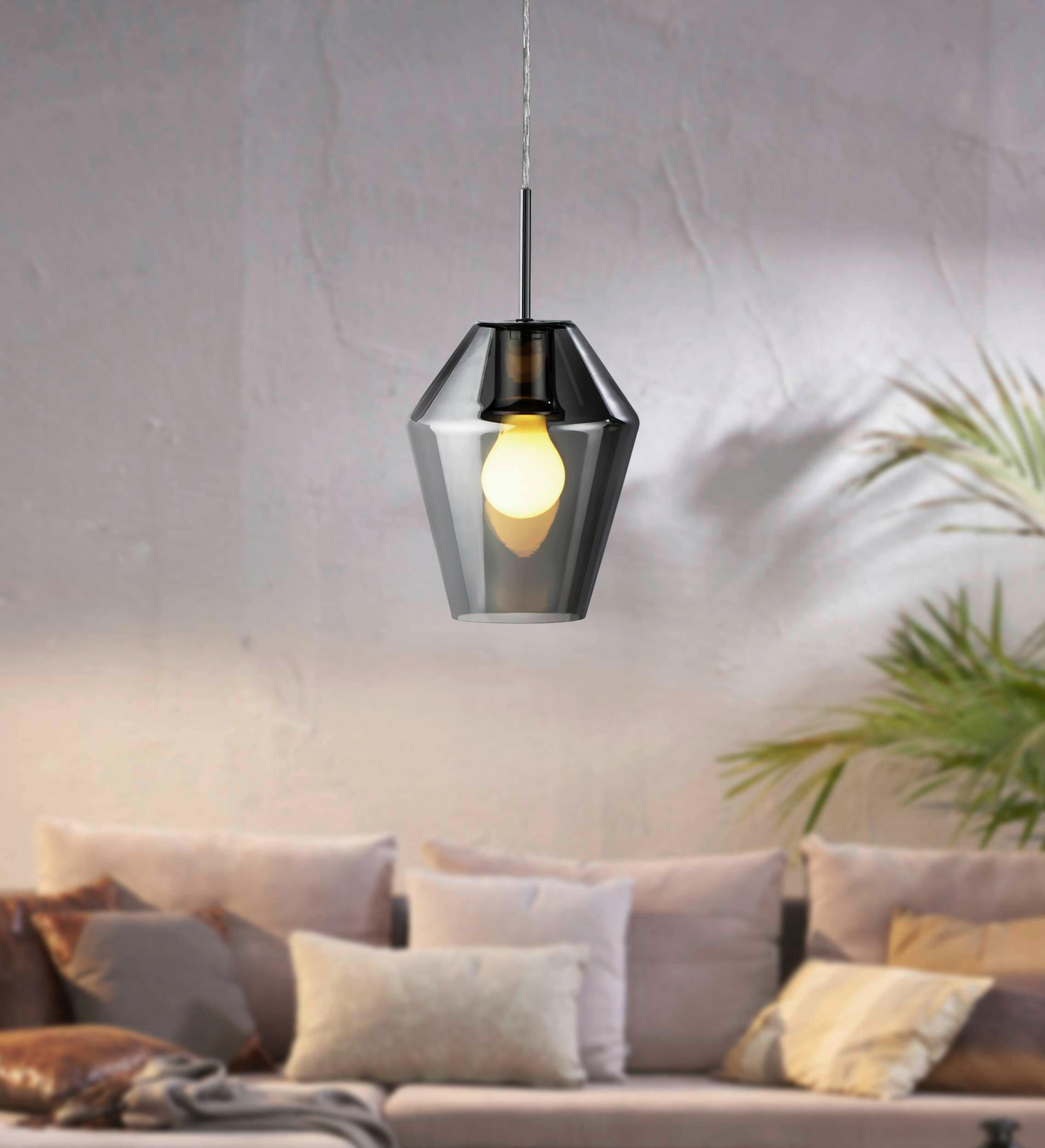 Hängeleuchte 96773* Murmillo - Chromfarben/Schwarz, Design, Glas/Metall (17/150cm) - Eglo