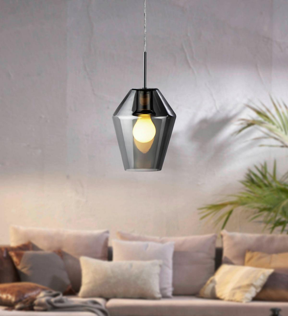 Hängeleuchte 96773* Murmillo - Chromfarben/Schwarz, Design, Glas/Metall (17/150cm) - Eglo