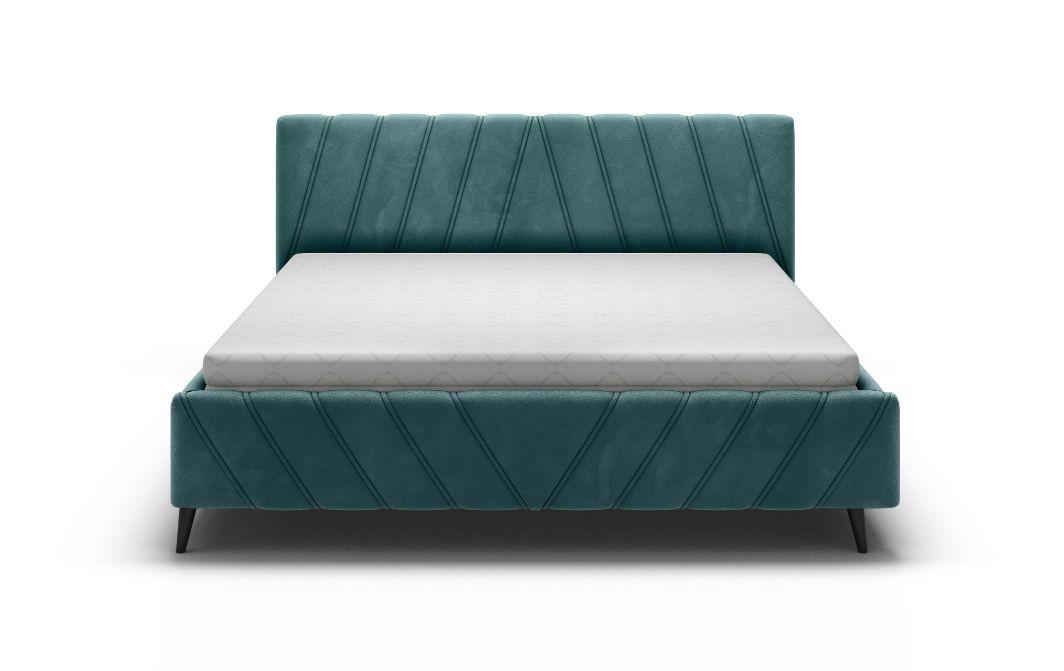 Čalúnená posteľ Melli s roštom 180x200 cm - čierna/tyrkysová, Design, drevo/textil (180/200cm)