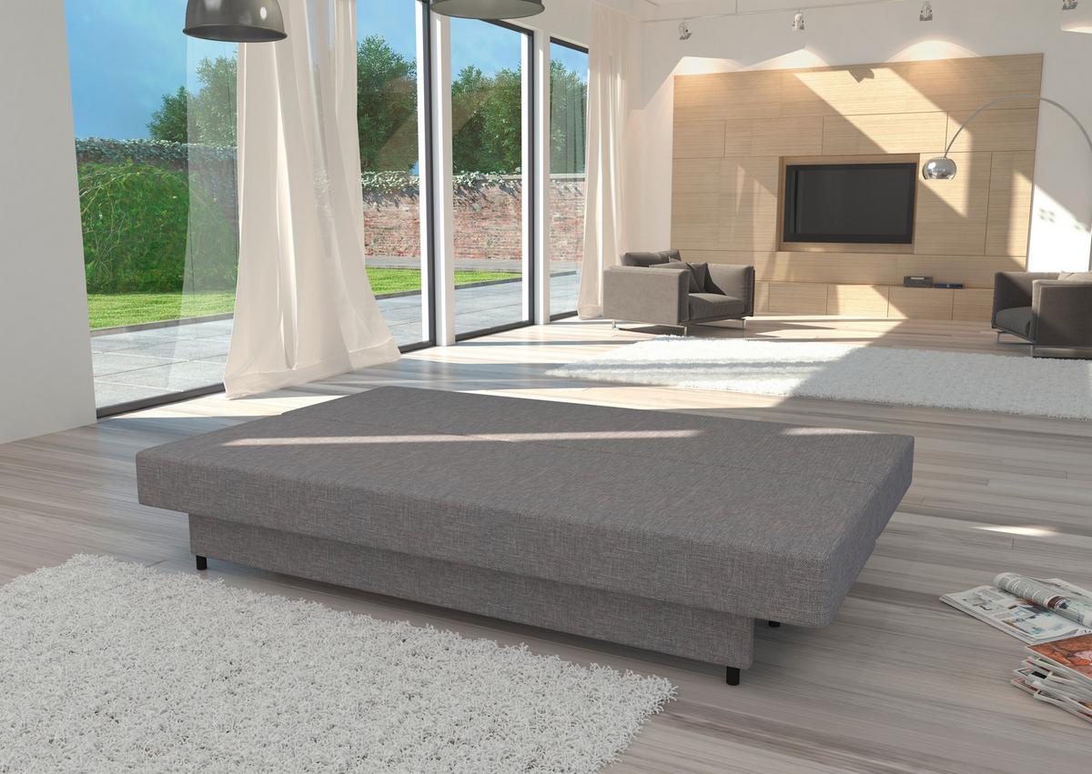 Schlafsofa Amaza Dunkelgrau, B: 190 cm - Anthrazit/Schwarz, Design, Textil (190/83/82cm) - MID.YOU