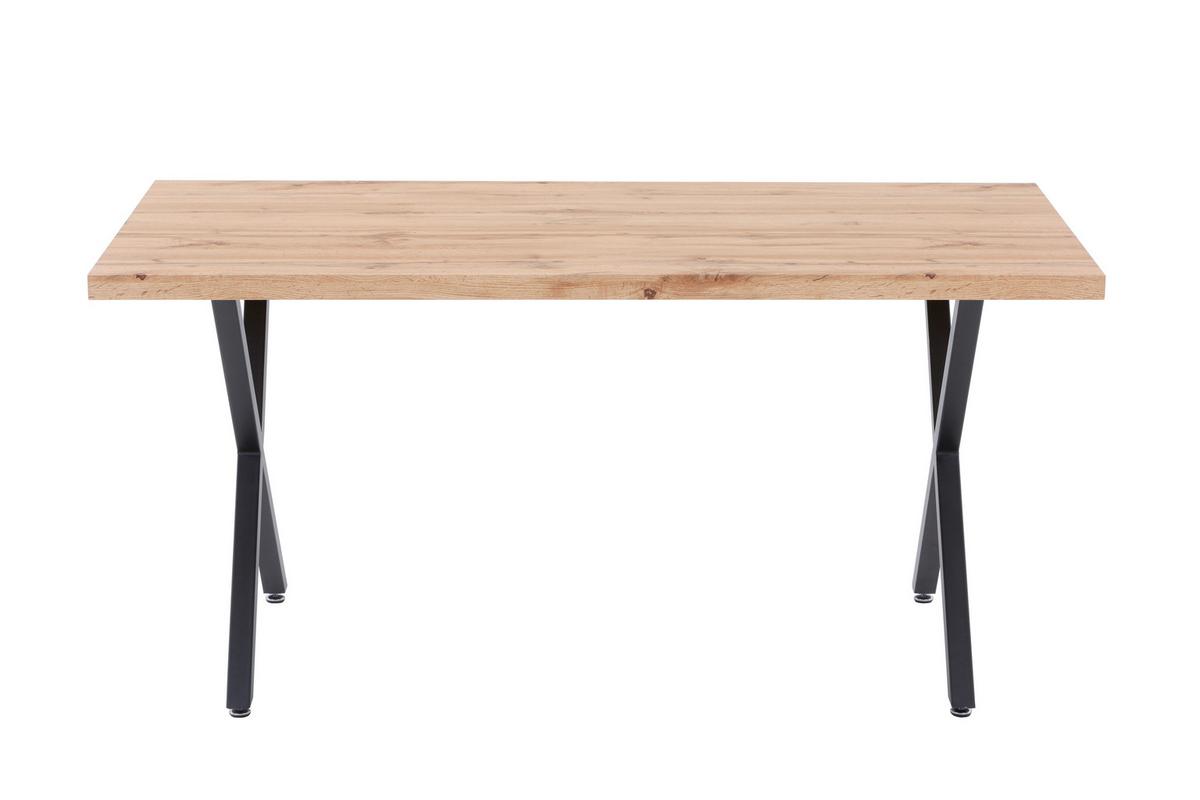 Esstisch Schwarz, Naturfarben L: 160cm - Schwarz/Naturfarben, Design, Holzwerkstoff/Metall (160/90/75cm) - Livetastic