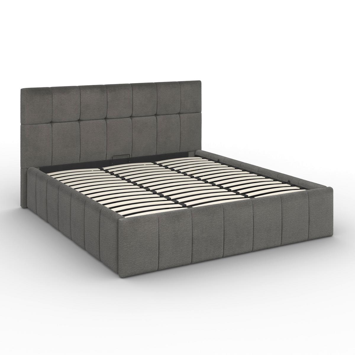 Čalouněná postel KAIA 180x200 cm, šedá - šedá/černá, Moderní, kov/dřevo (180/200cm) - Bessagi Home