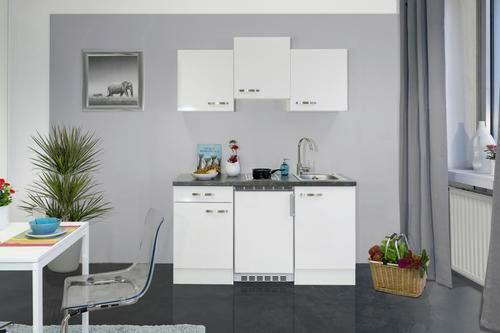 Küchenzeile Alba mit Geräten 150 cm Weiß/Schiefer