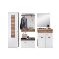 Garderobe Fresno Eiche Artisan/weiß B: 245 Cm - Schwarz/Weiß, Design, Glas/Holzwerkstoff (245/201/40cm) - Livetastic