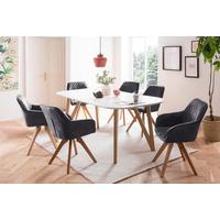 Tischgruppe Weiß/Schwarz B: 180 cm - Schwarz/Weiß, MODERN, Holz/Holzwerkstoff (180/90/76cm) - Livetastic
