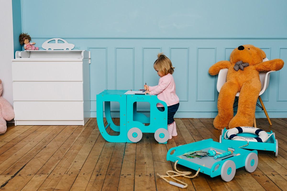 Kombihochstuhl Car Step Stool Blau - Blau, Basics, Holz (38/90/40cm)