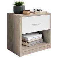 Noční stolek FAIR dekor dub San Remo/bílá - bílá/černá, Konvenční, kompozitní dřevo/plast (39/41/28cm) - Based