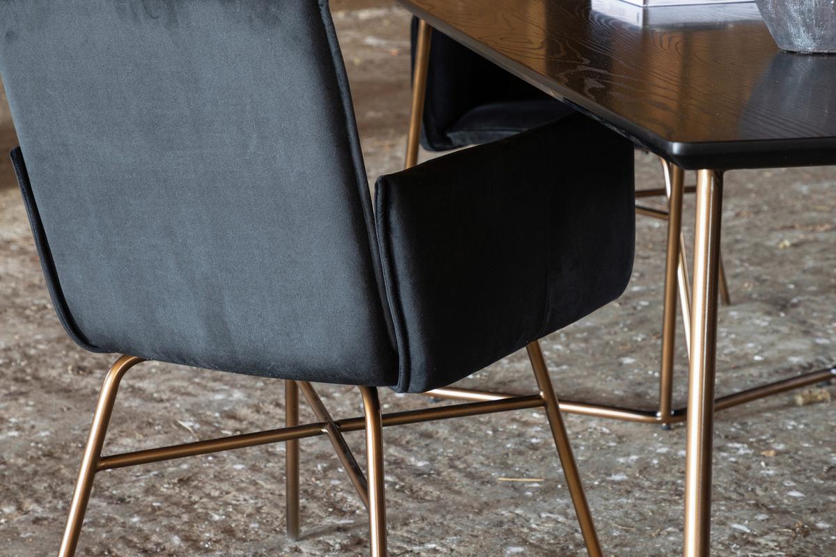 Esstisch Petra - Messingfarben/Schwarz, Design, Holzwerkstoff/Metall (180/90/75cm) - Livetastic