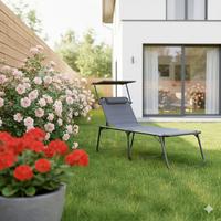Sonnenliege Aluminium Anthrazit LxBxH: 203x68x48 cm - Anthrazit, Basics, Kunststoff/Textil (203/68/48cm)