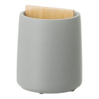 DRŽÁK NA ZUBNÍ KARTÁČEK KIM - šedá/přírodní barvy, dřevo/kámen (8/10,5cm)