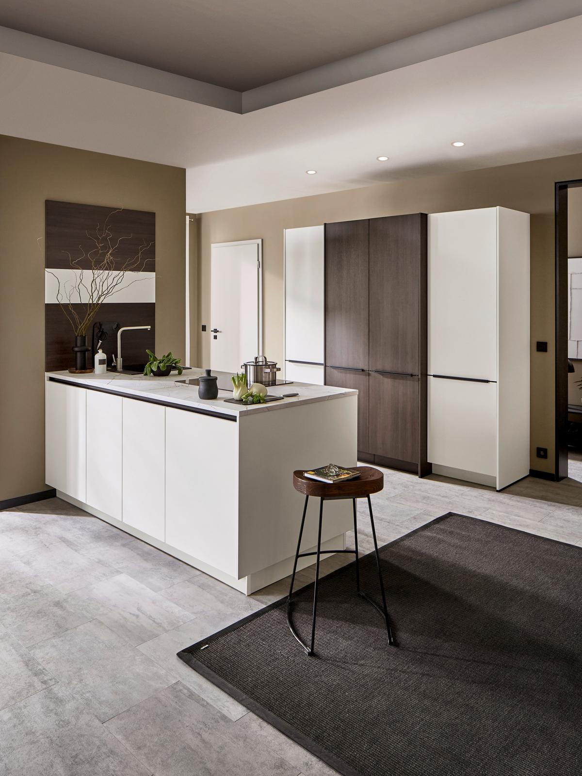 Einbauküche Ip 3150 - Nussbaumfarben/Weiß, MODERN, Holzwerkstoff (226,4cm) - Impuls