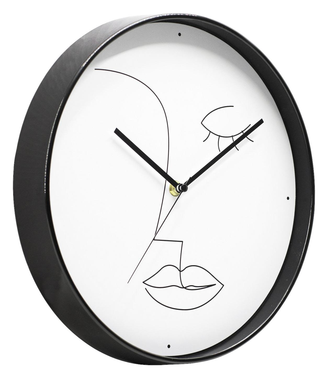Nástěnné Hodiny Faces, Ø: 30cm - bílá/černá, Moderní, plast (30cm) - Modern Living