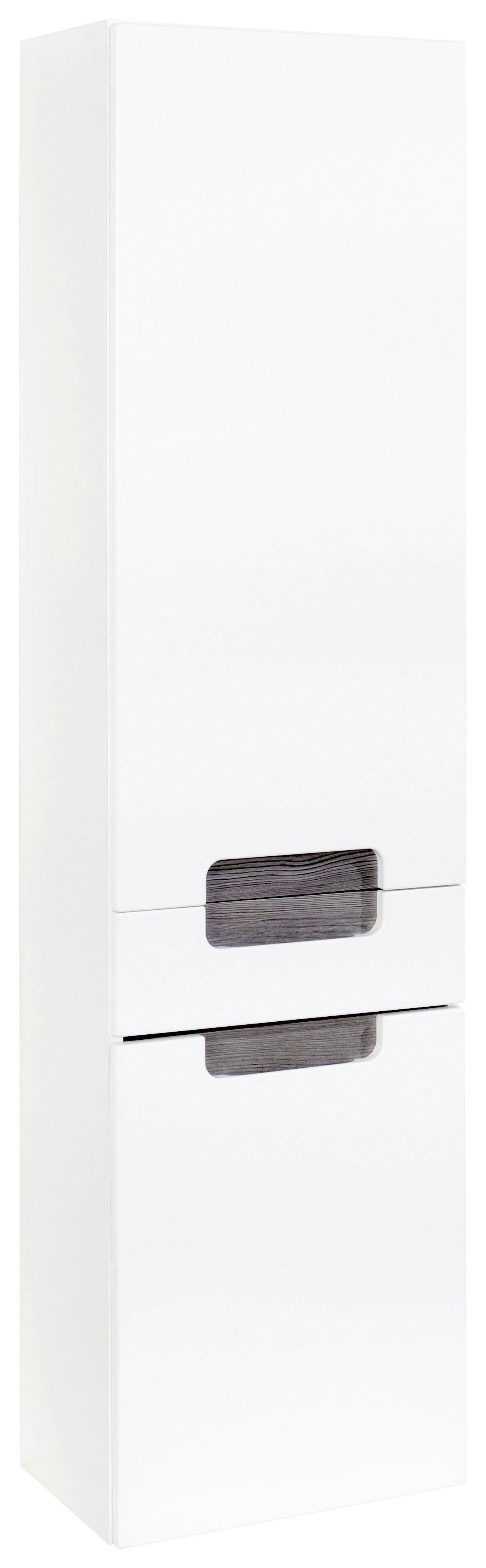 Hochschrank mit Türdämpfer Siena 40cm, Weiß/Eiche Dekor - Weiß/Silbereichenfarben, MODERN, Holzwerkstoff (40/154/27cm) - Held